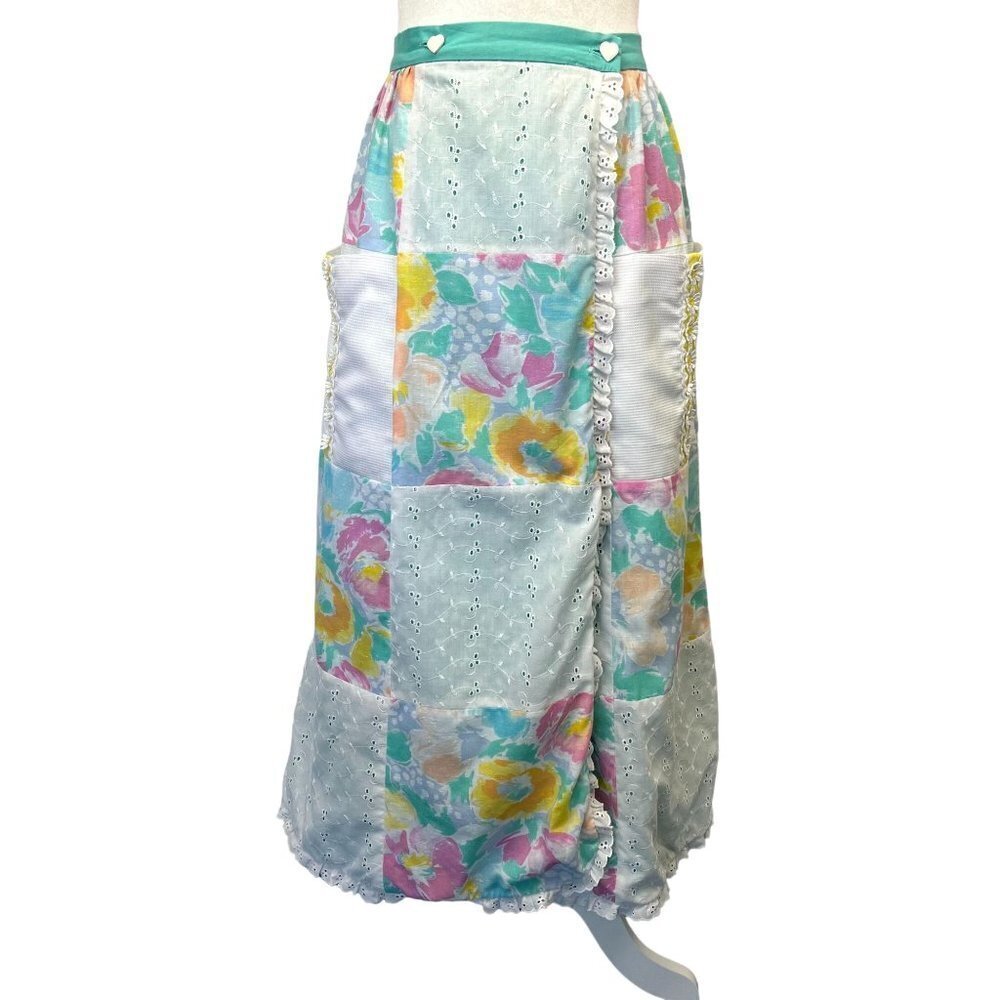 Vintage 60s 70s Patchwork Midi Skirt Ladies Size M/L Cottage Core Prairie Fairy - Picture 1 of 8